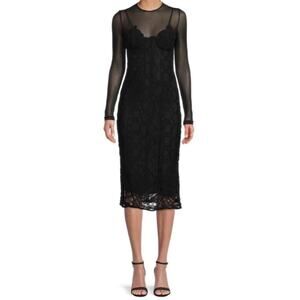 Bardot Black Nicolette Midi Lace Dress Sz M NWT